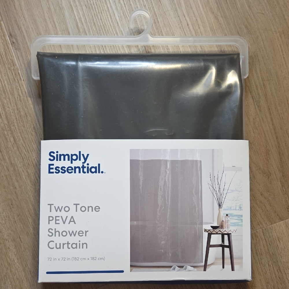 Simply Essential Two Tone PEVA Shower Curtain 72 X 72in 100% Chloride Free